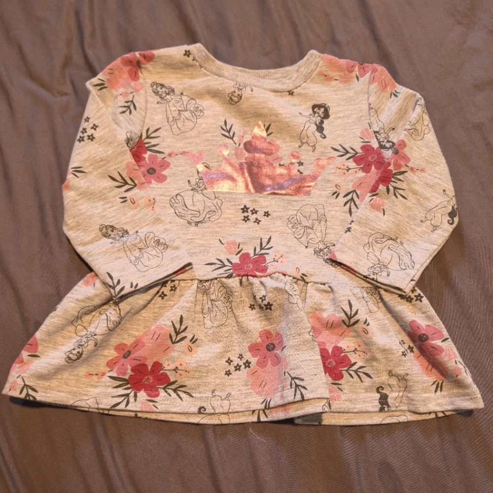 Disney princess peplum sweatshirt grey size 2T EUC